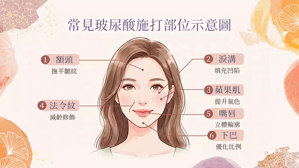 常見玻尿酸施打部位示意圖