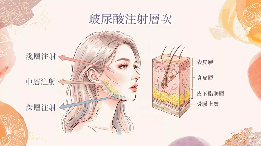玻尿酸注射層次示意圖